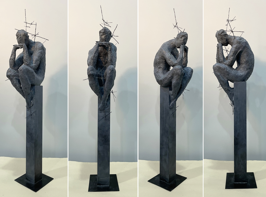 朱君如 《思》 综合材料 电脑着色仿铜、仿石 16x20x70cm   2020年