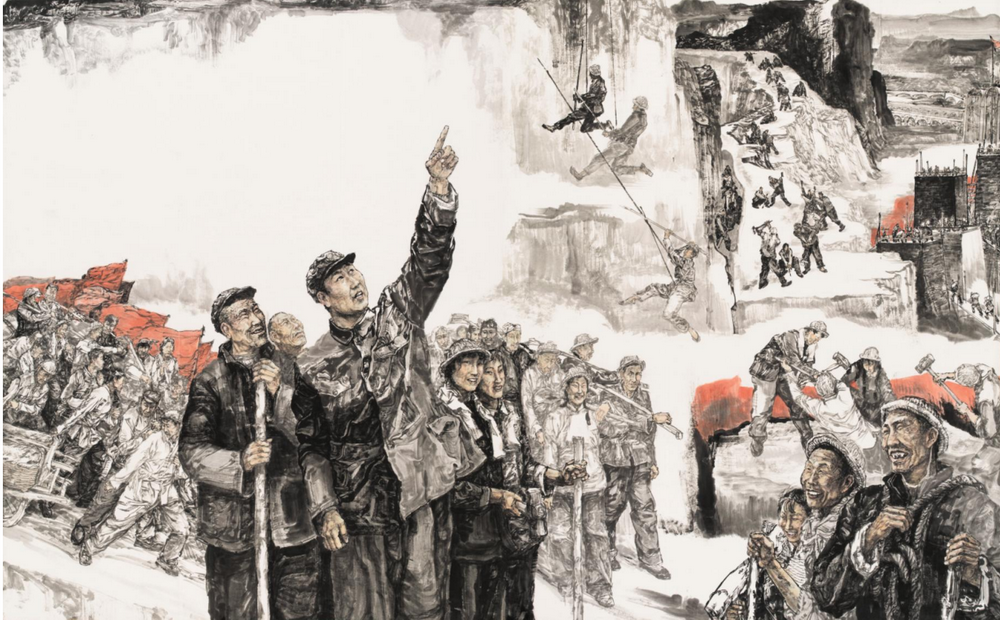 袁汝波  红旗渠   215cmx347cm  中国画