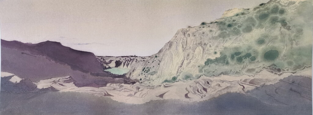 牛广德 靖边绿水 178cmx68cm 纸本水彩