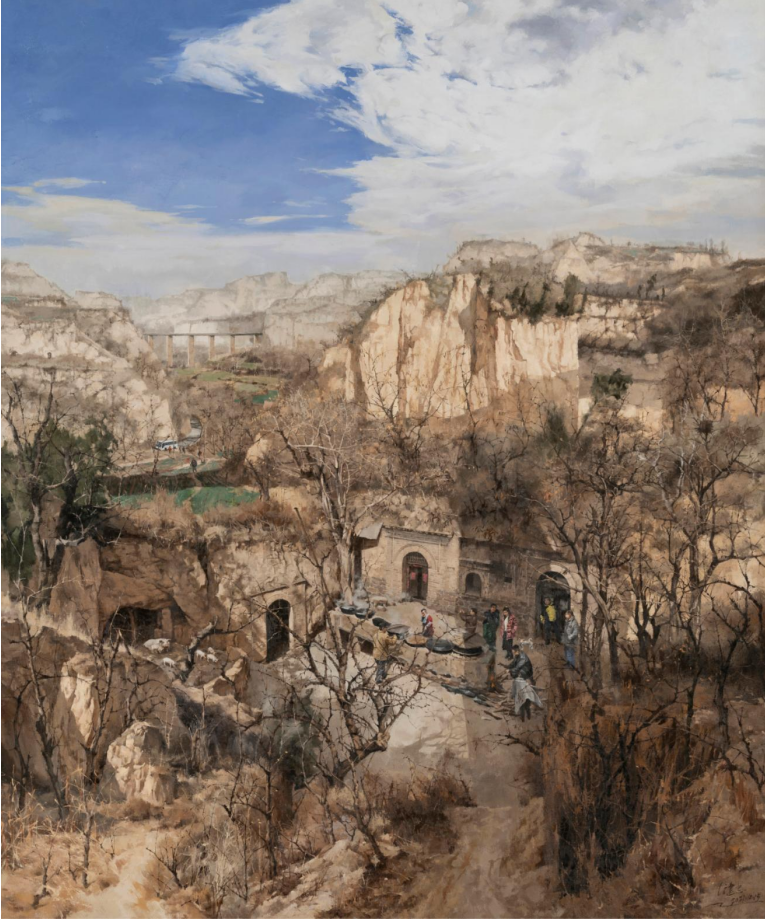 李建忠  墟里烟火  180cm×150cm  油画