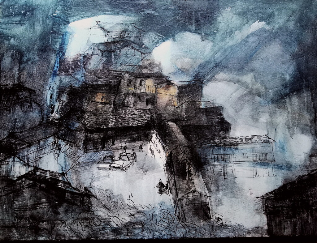 陈明春 《山寨》 布面油画  80cm×60cm 2024年_调整大小