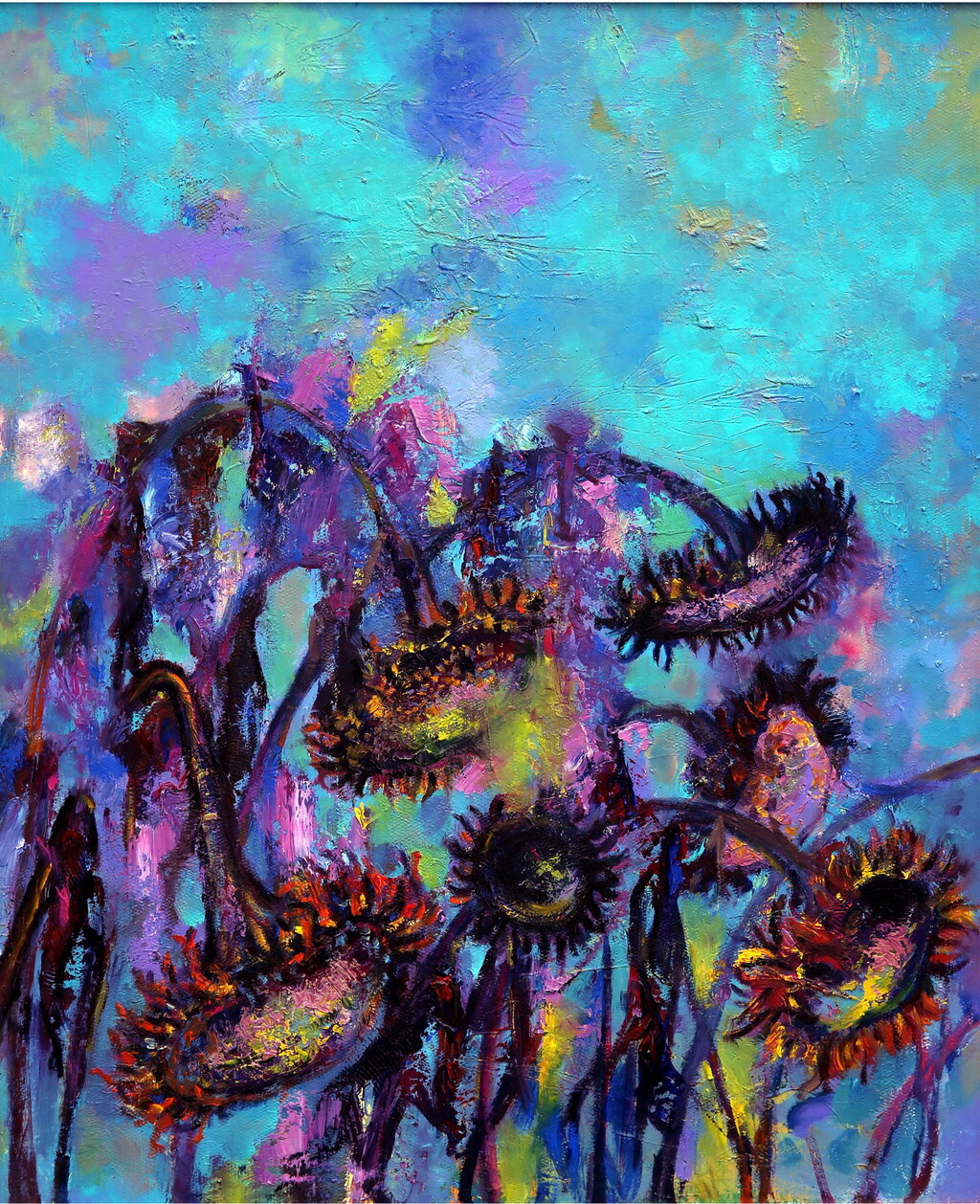 乌兰 《深秋·葵》 油画  40cmx60cm 2017年
